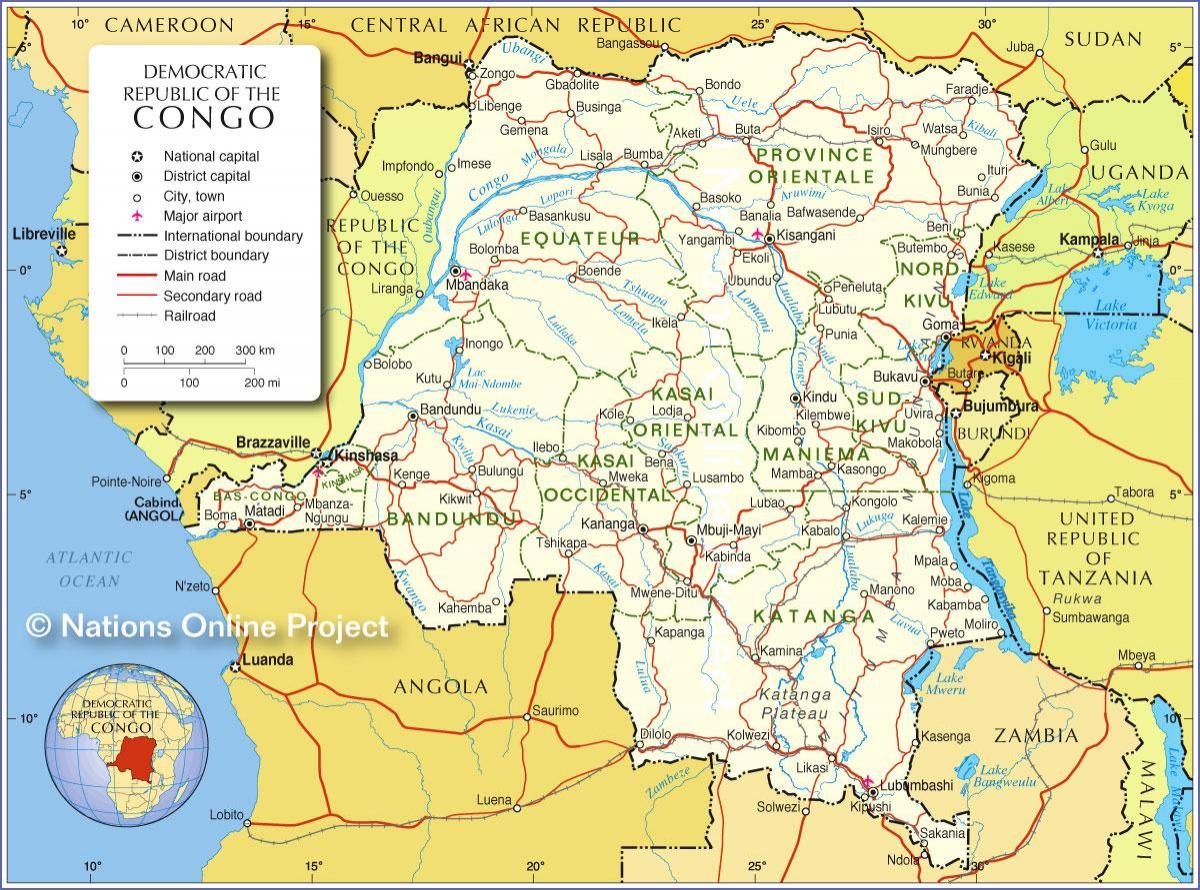 地図のコンゴ民主共和国