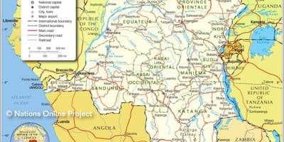 地図のコンゴ民主共和国